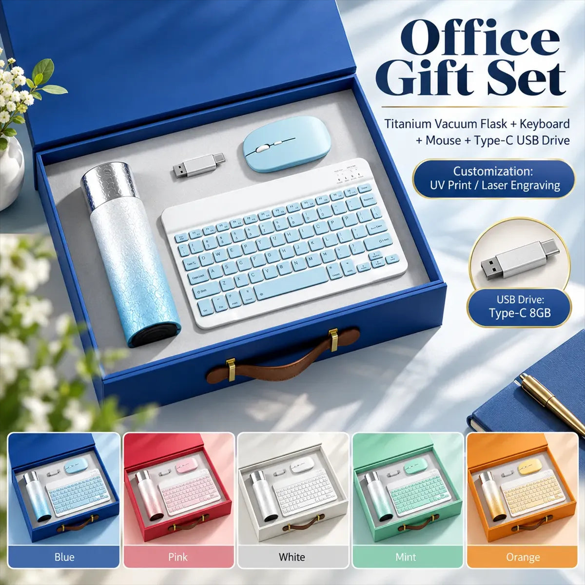 Corporate Tech Gift Set with Titanium Tumbler