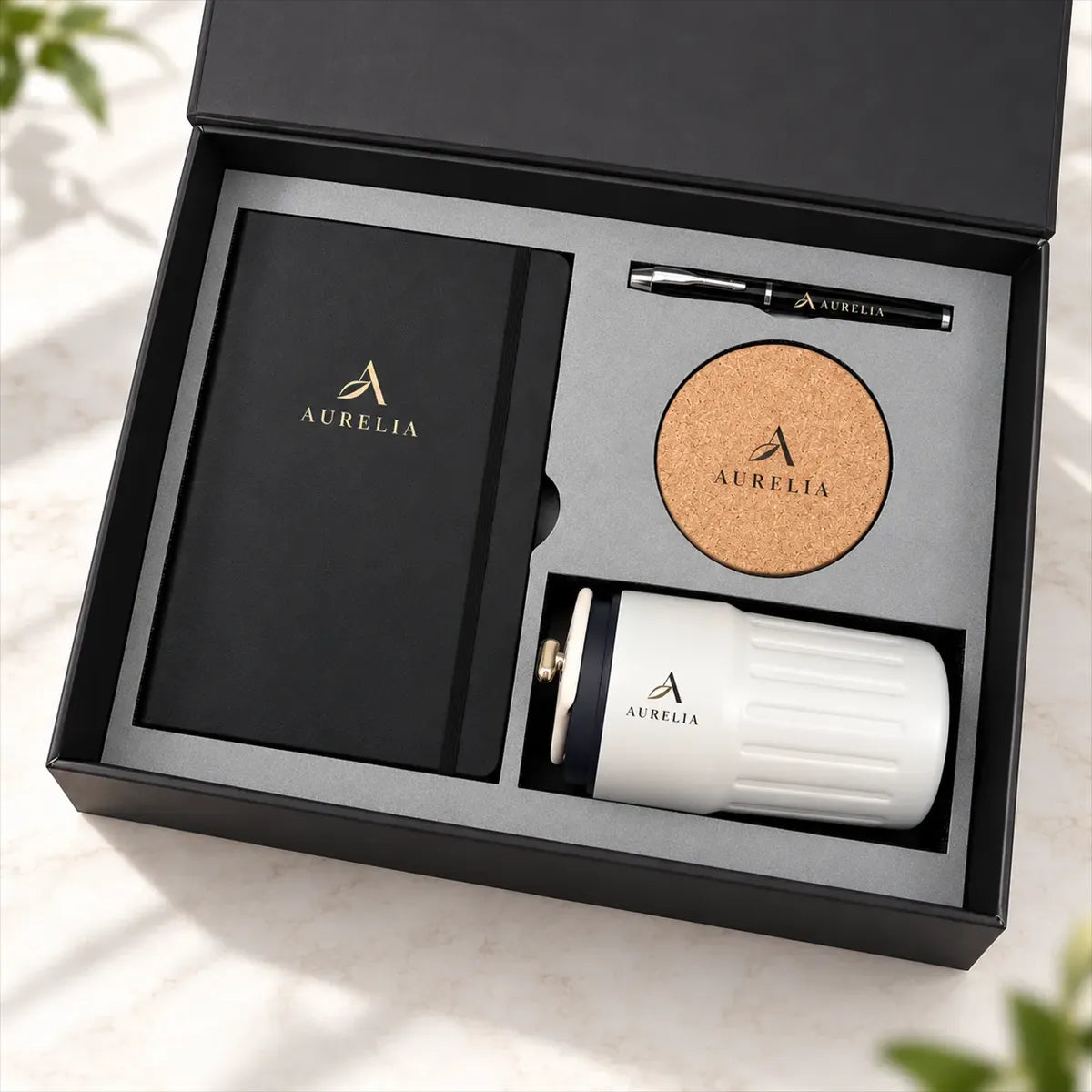 Custom Business Gift Set with Notebook, Pen & Tumbler