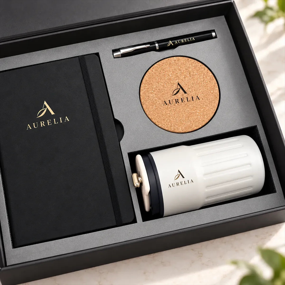 Custom Business Gift Set with Notebook, Pen & Tumbler