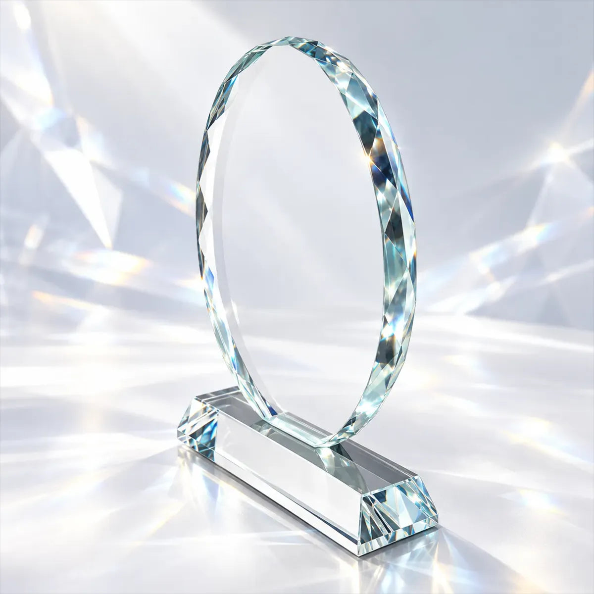 Custom Oval Crystal Award Plaque, Laser Engraving & UV Print