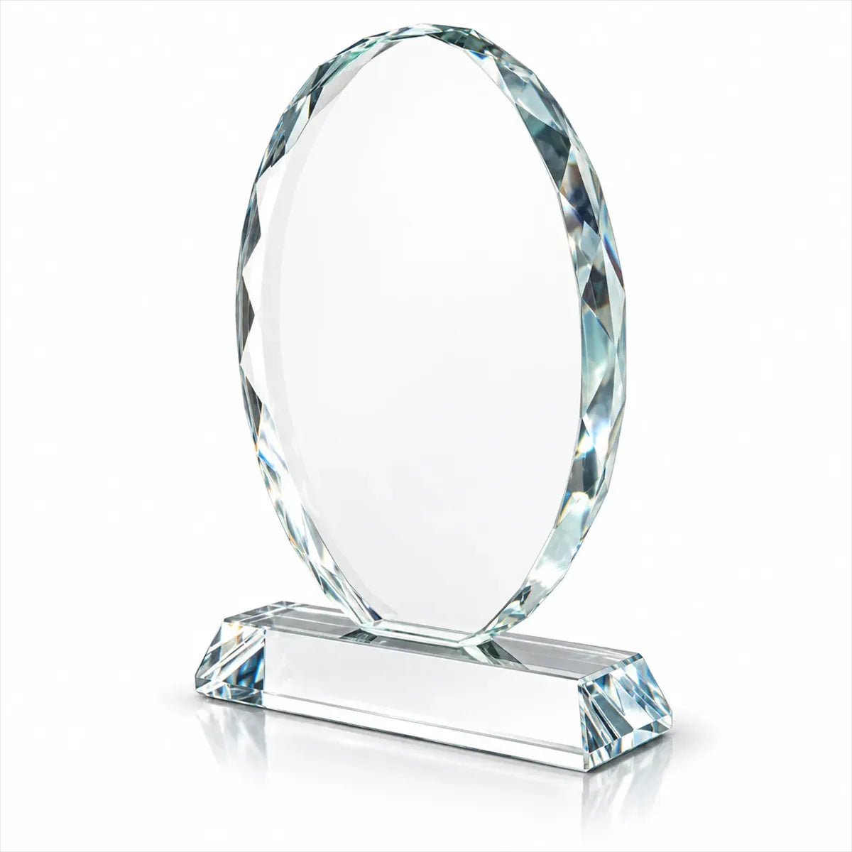 Custom Oval Crystal Award Plaque, Laser Engraving & UV Print