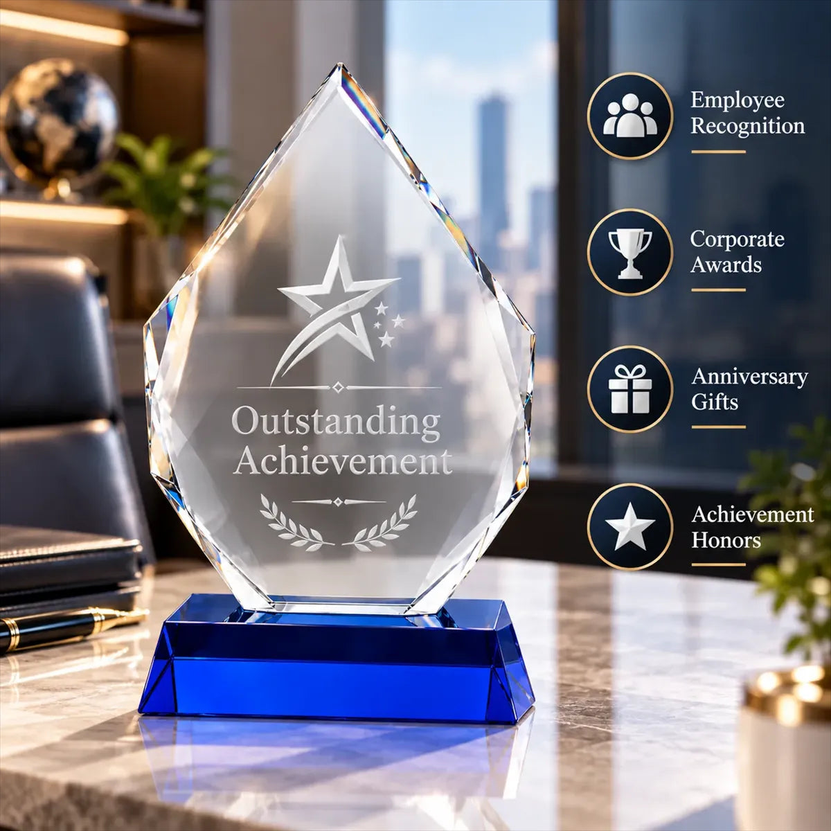 Custom Teardrop Crystal Award Trophy