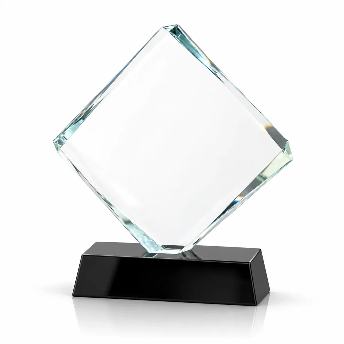 Diamond Shaped Crystal Award with Black Base