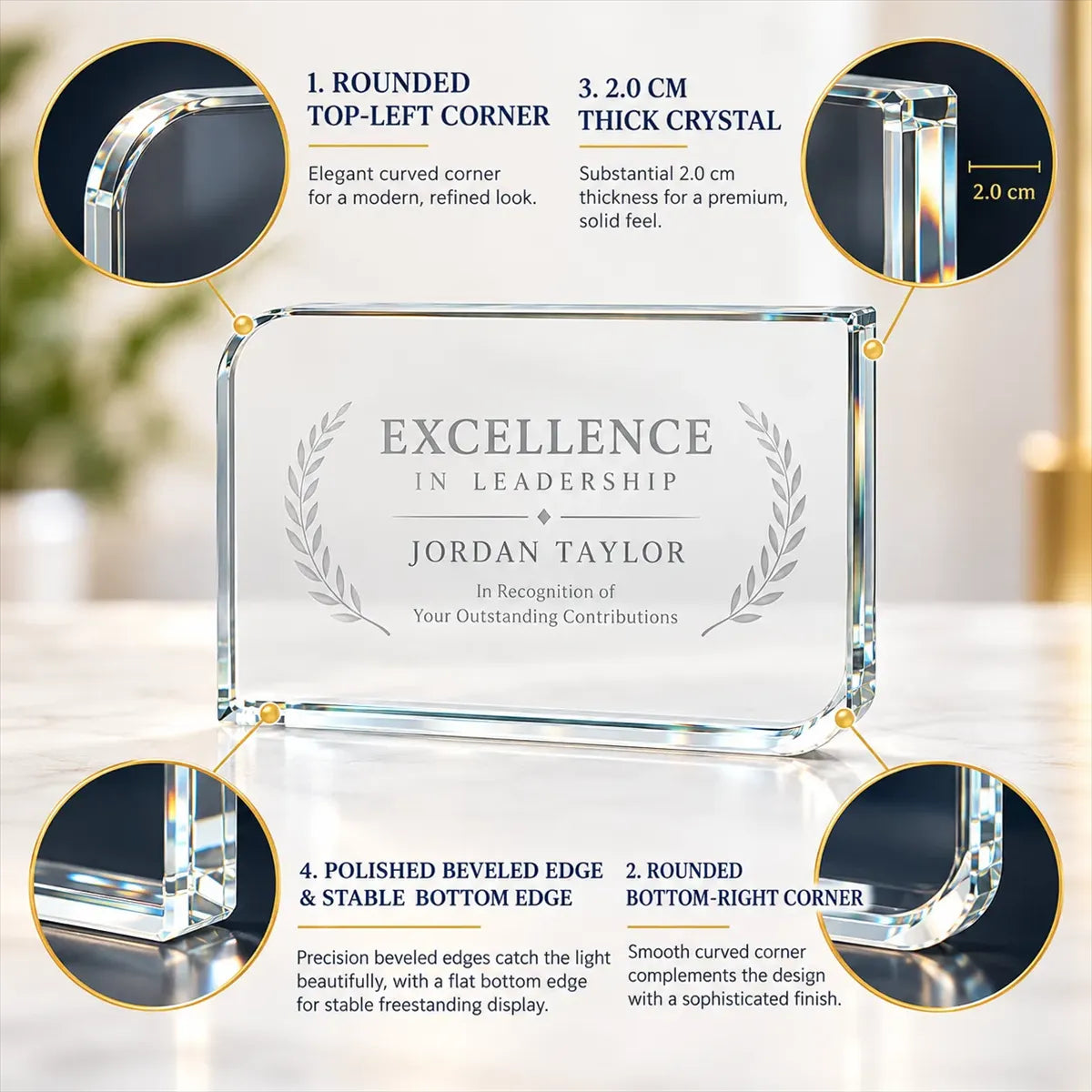 Rounded Rectangle Crystal Plaque
