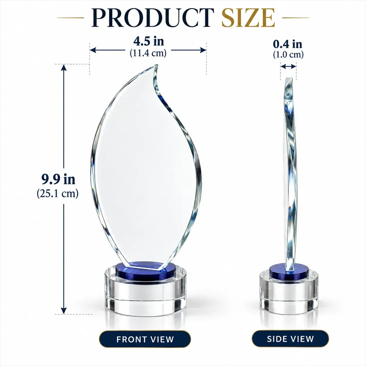 Torch Shaped Crystal Award with Round Base