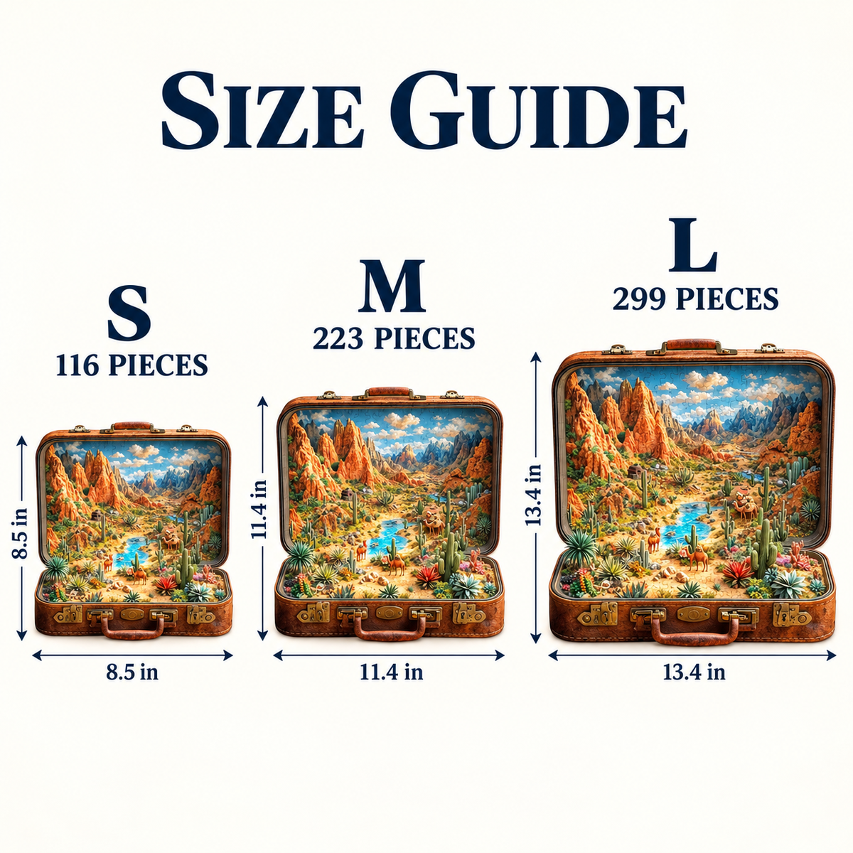 Desert Escape Wooden Jigsaw Puzzle – Suitcase Shaped Landscape Art