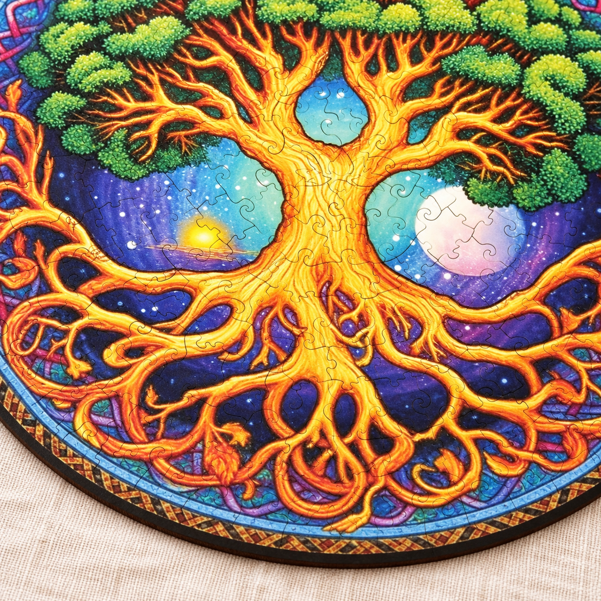 Golden Roots Celestial Tree Wooden Jigsaw Puzzle