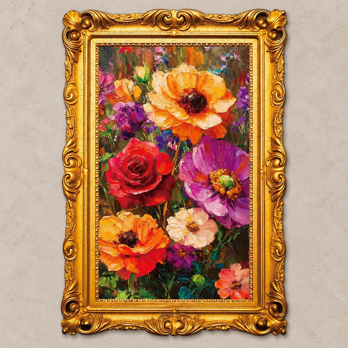Golden Garden Floral Art Wooden Jigsaw Puzzle