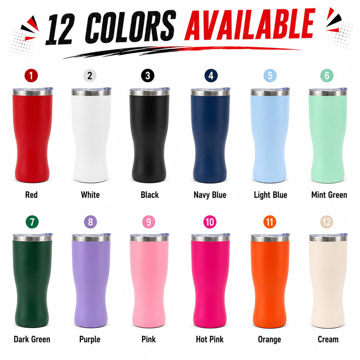 Custom 16oz Ergonomic Curved Stainless Steel Tumbler