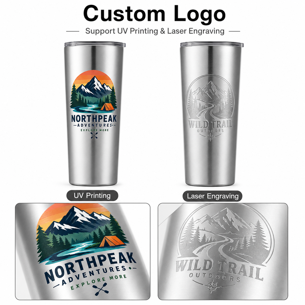 22oz Custom Logo Stainless Steel Car Tumbler