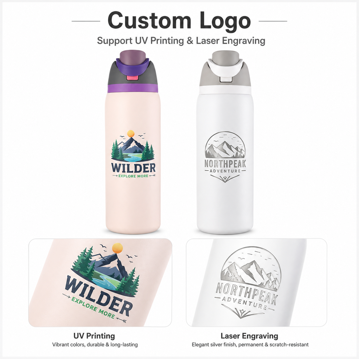 32oz Dual Drink Flip Lid Stainless Steel Fruit Water Bottle