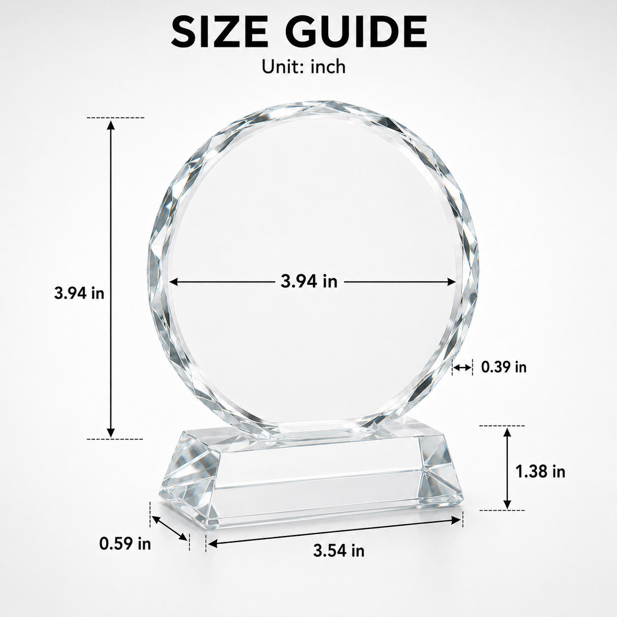 Custom Round Crystal Trophy with Crystal Base