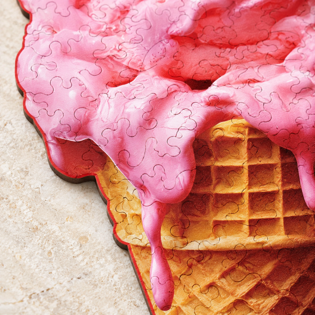 Strawberry Scoop Wooden Jigsaw Puzzle – Pink Ice Cream Cone