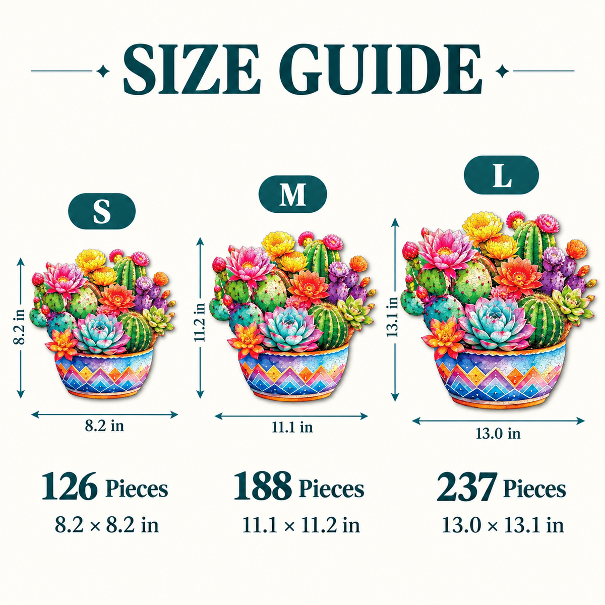 Desert Blossom Cactus Garden Wooden Jigsaw Puzzle
