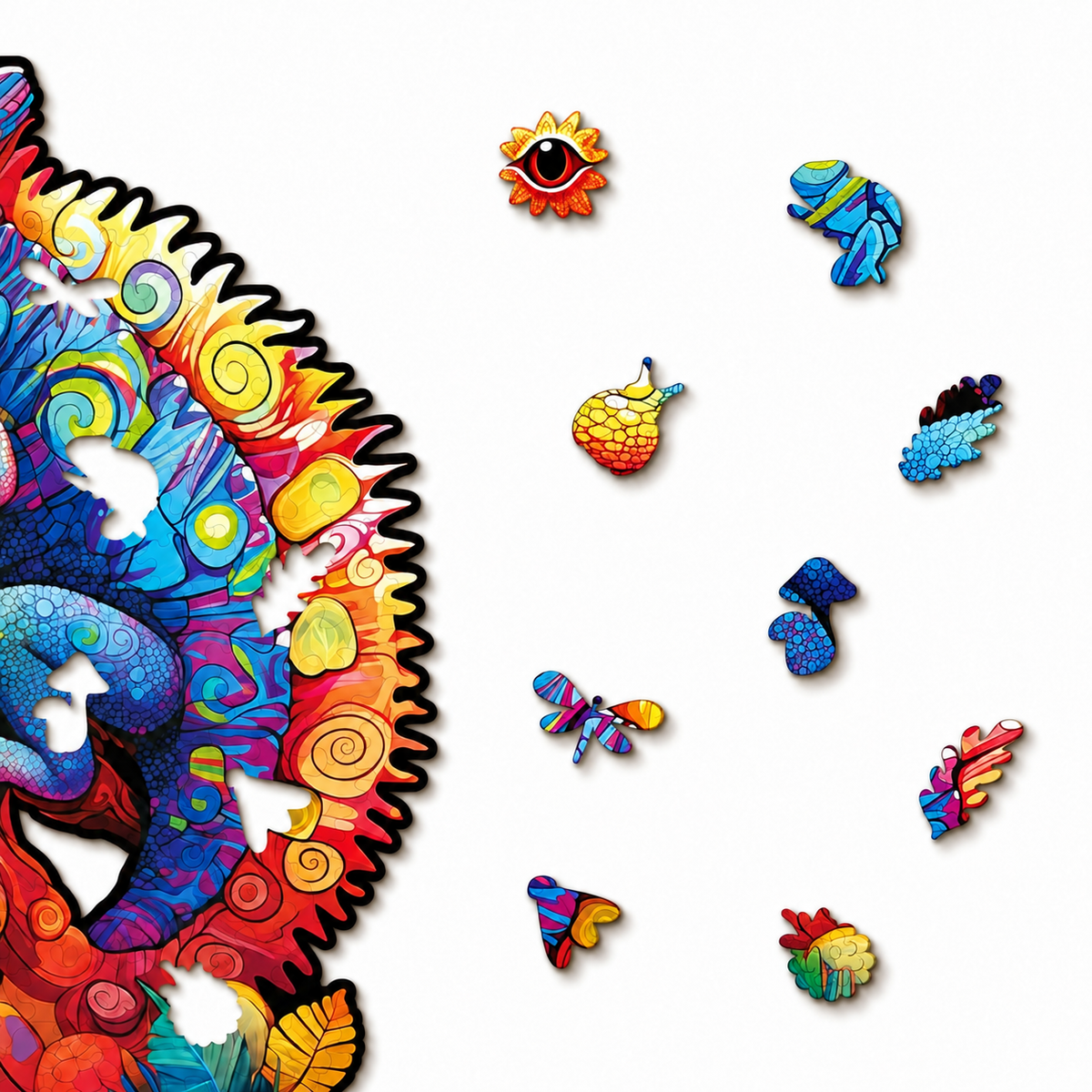 Rainbow Grove Chameleon Wooden Jigsaw Puzzle – Vibrant Reptile Art