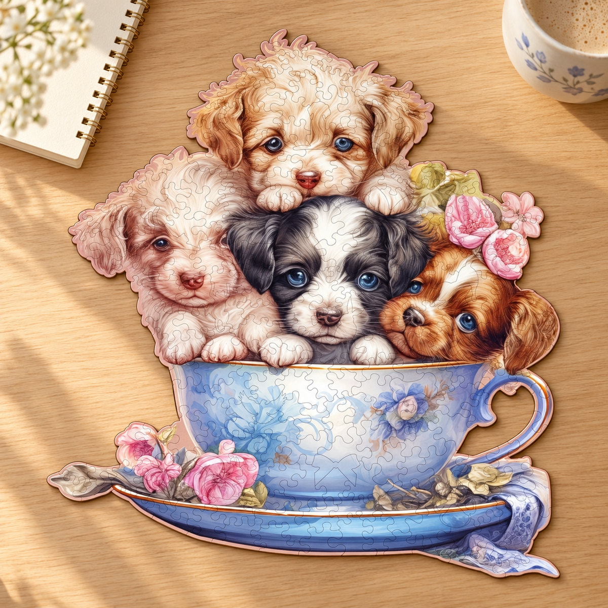 Teacup Puppy Friends Wooden Jigsaw Puzzle