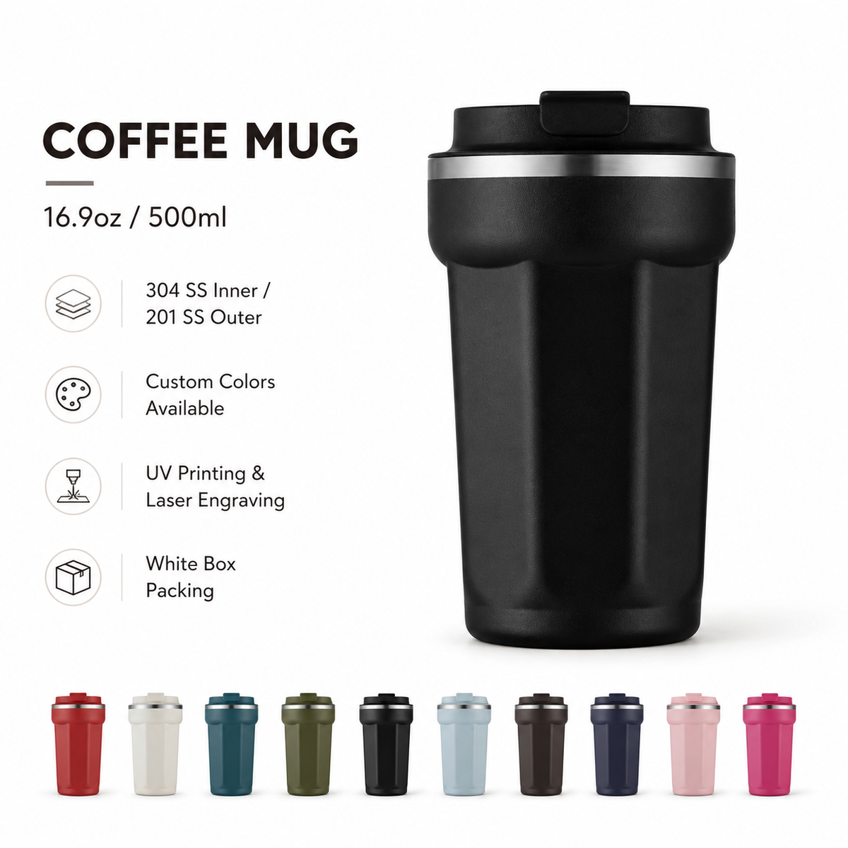 500ml Lanyard Stainless Steel Travel Coffee Mug