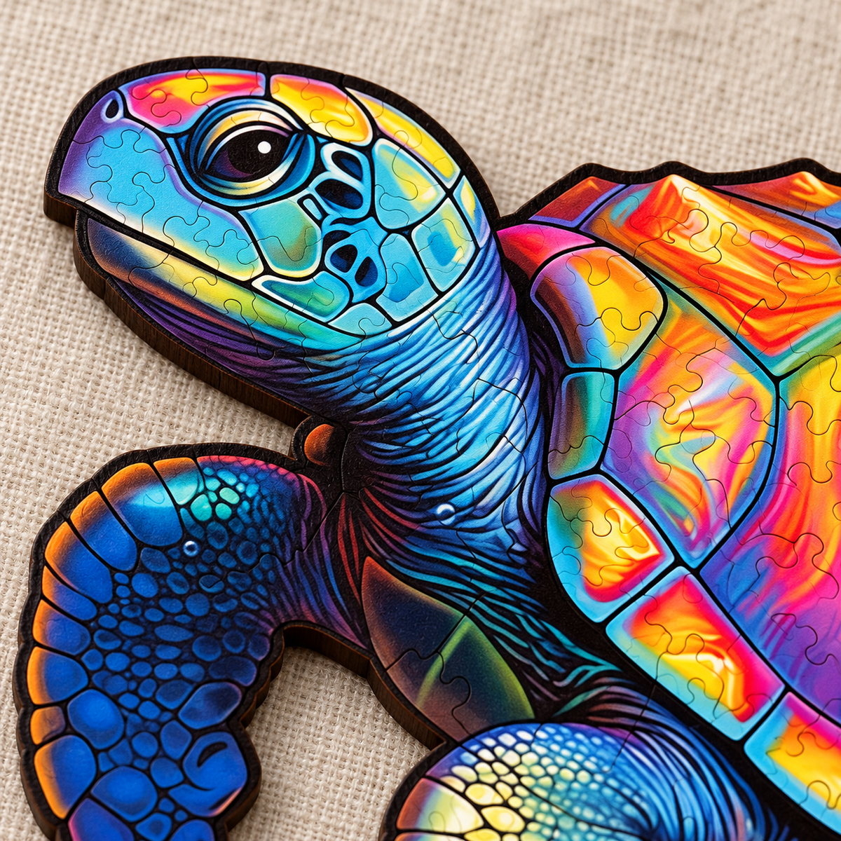 Rainbow Sea Turtle Wooden Jigsaw Puzzle