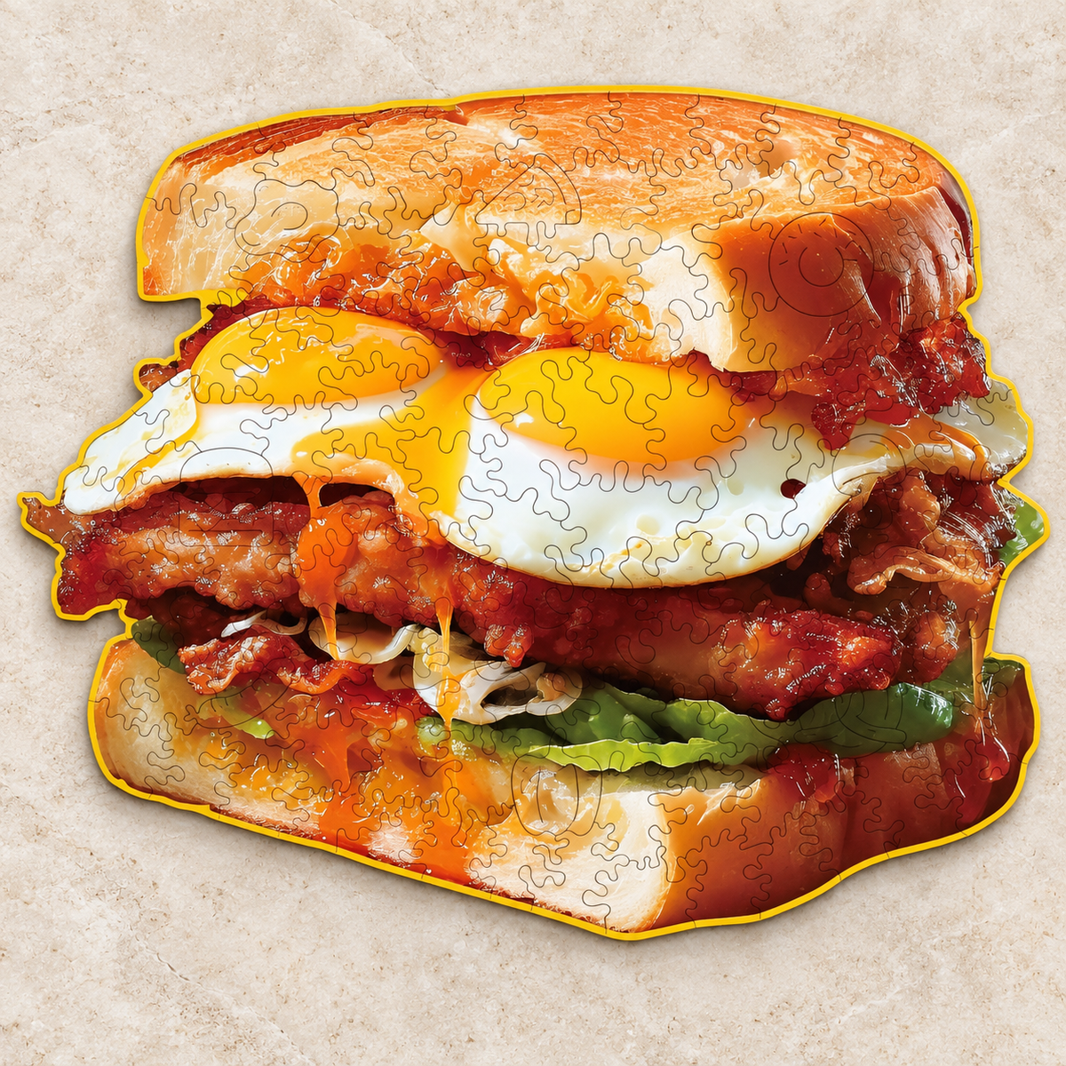 Loaded Breakfast Sandwich Wooden Jigsaw Puzzle