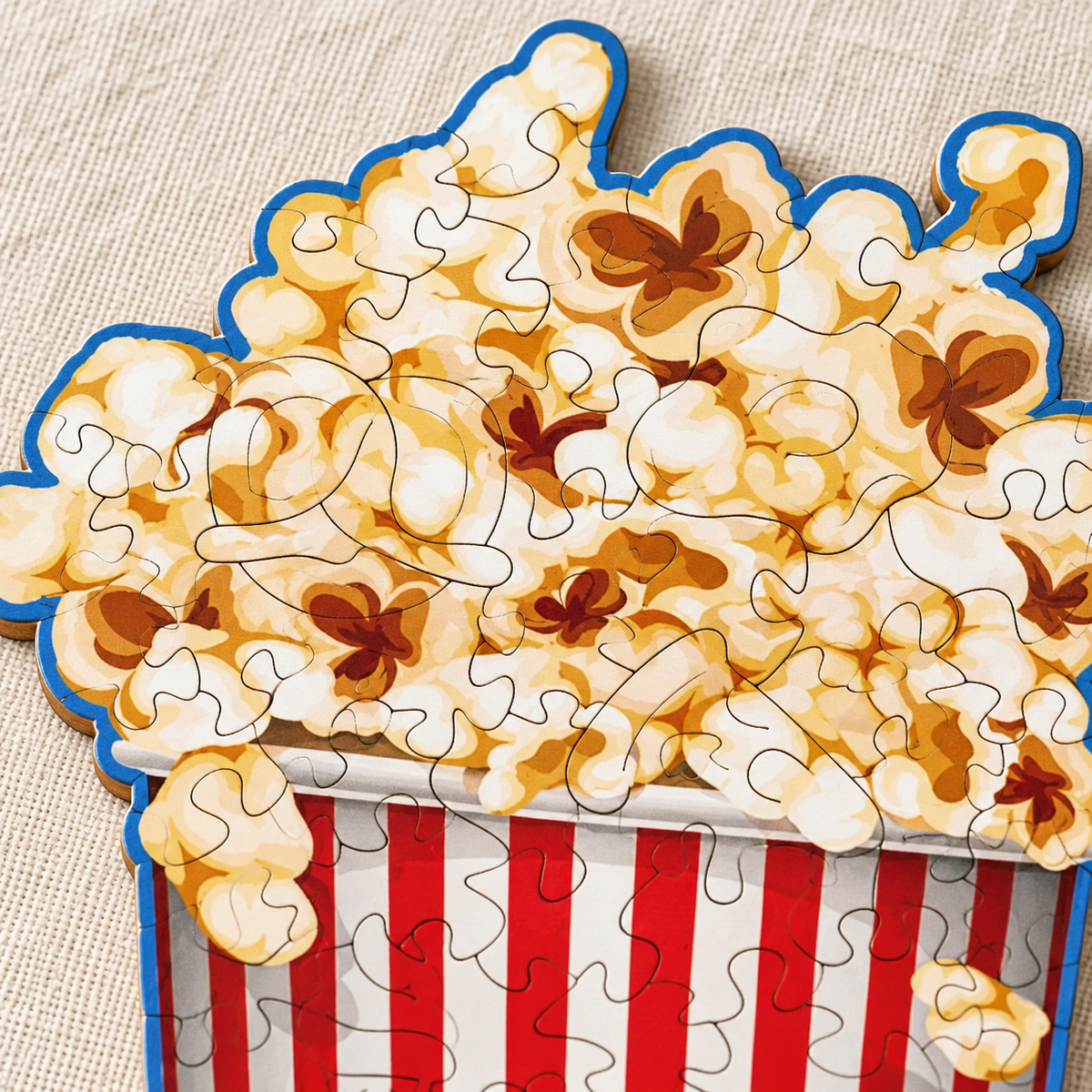 Movie Night Popcorn Bucket Wooden Jigsaw Puzzle