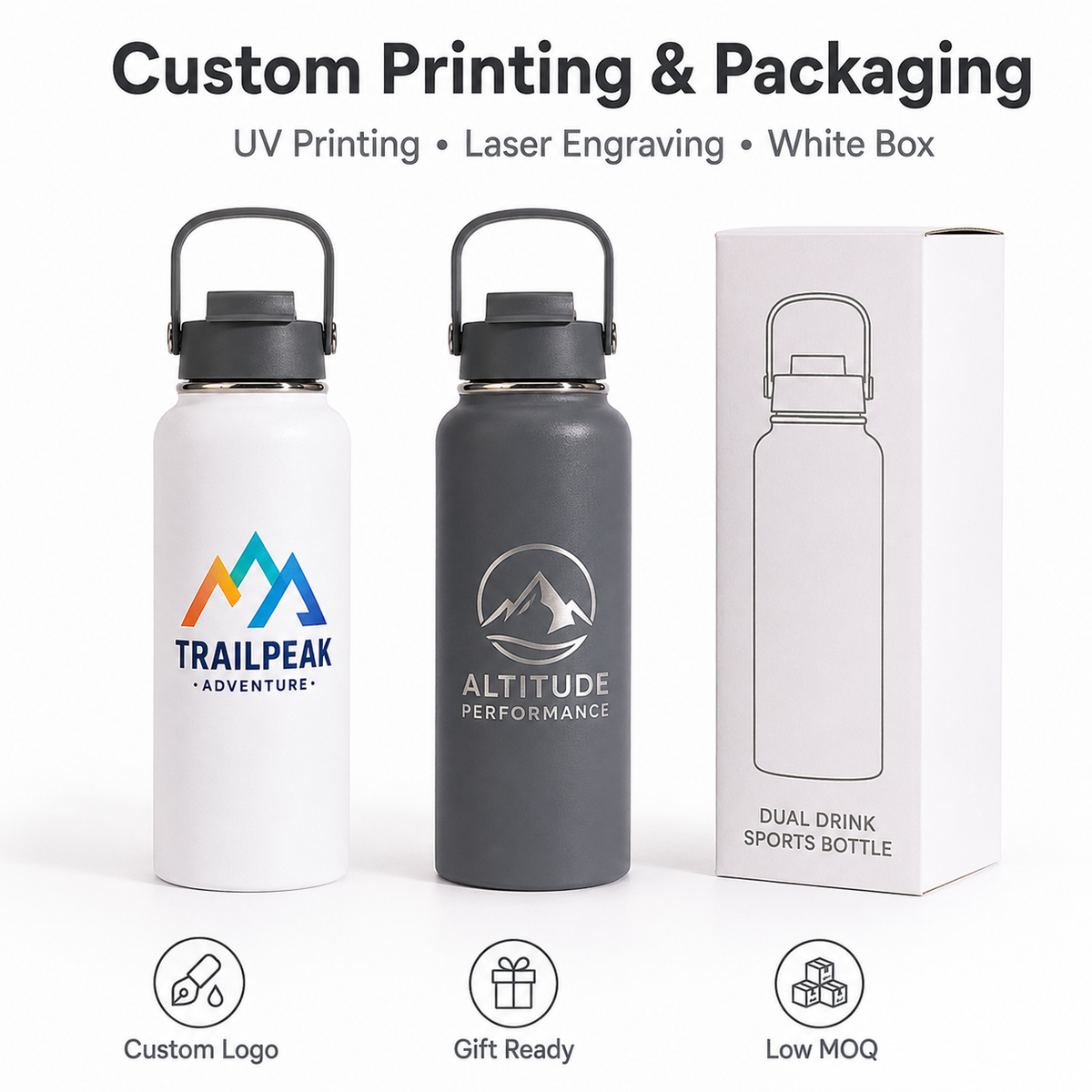 Custom Stainless Steel Sports Water Bottle 1000ml