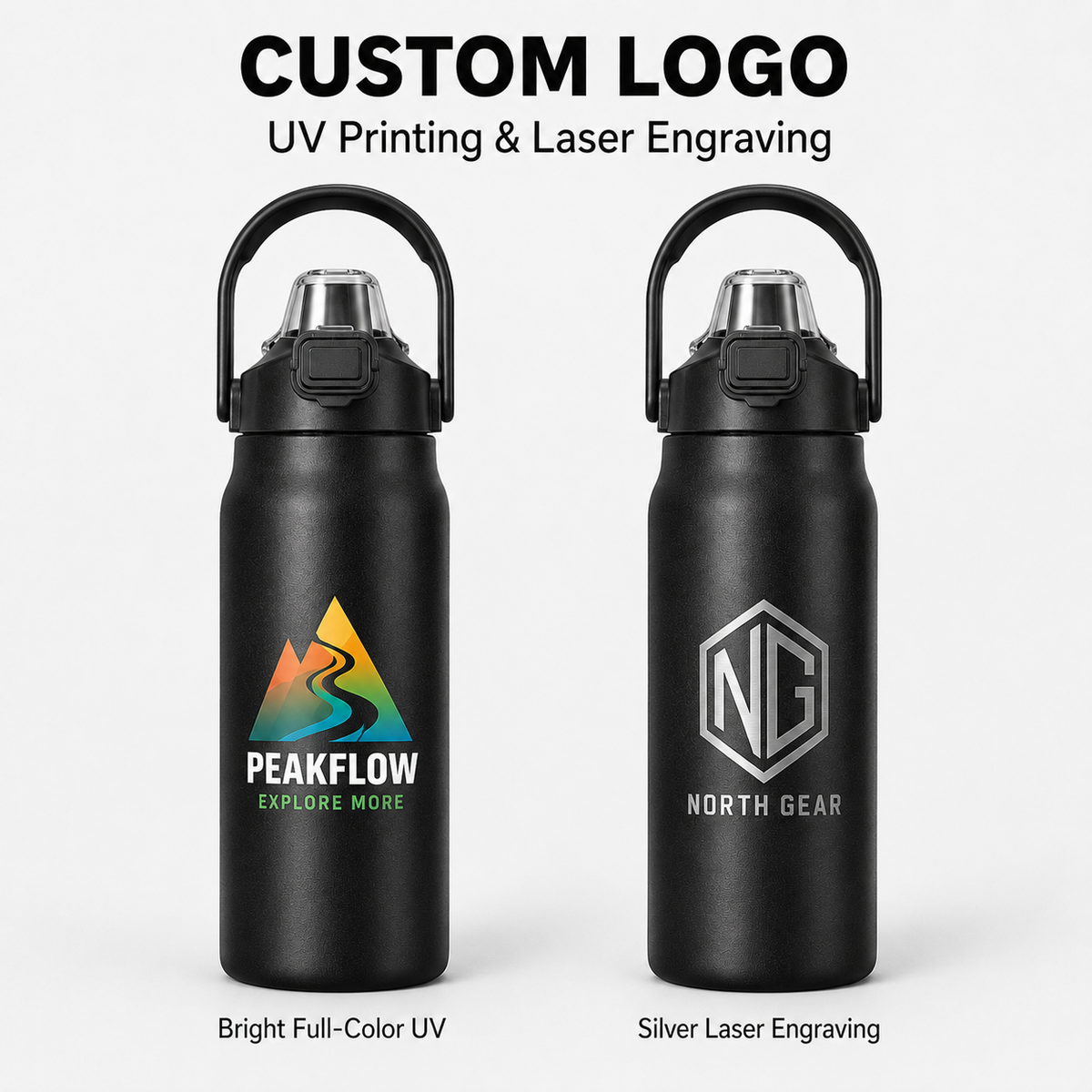 Custom 1500ml Stainless Steel Bottle With Dual Lid