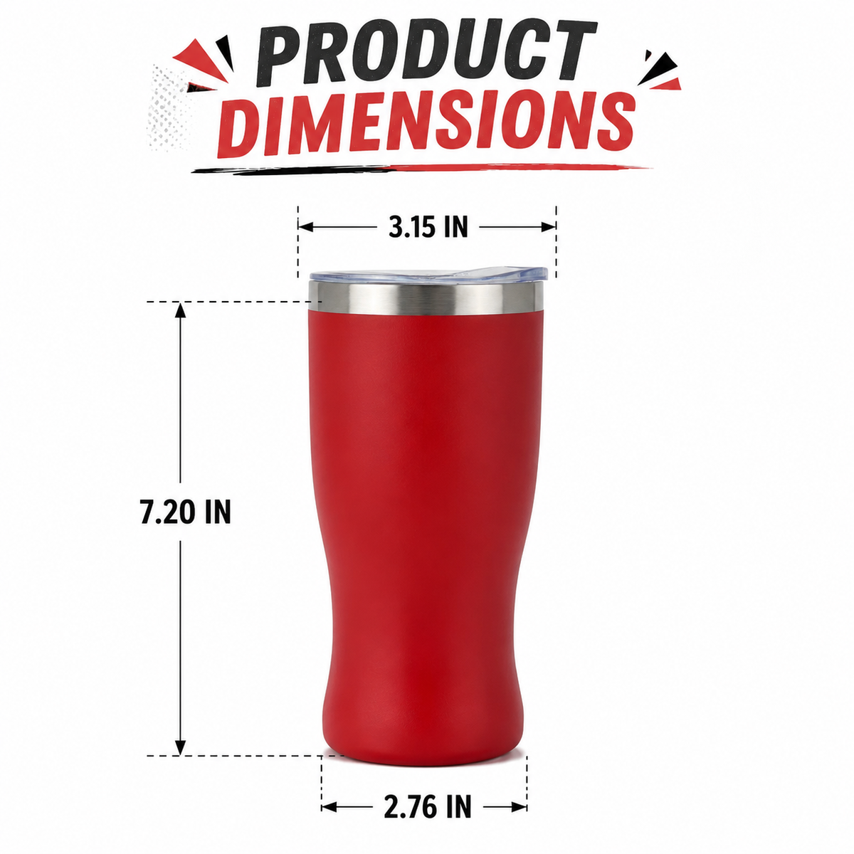 Custom 16oz Ergonomic Curved Stainless Steel Tumbler