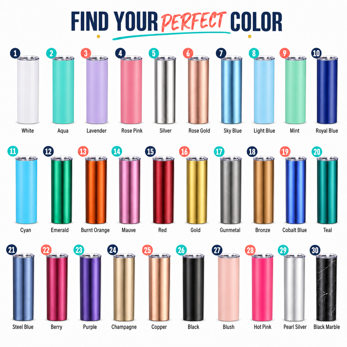 20Oz Custom Stainless Steel Straight Tumbler