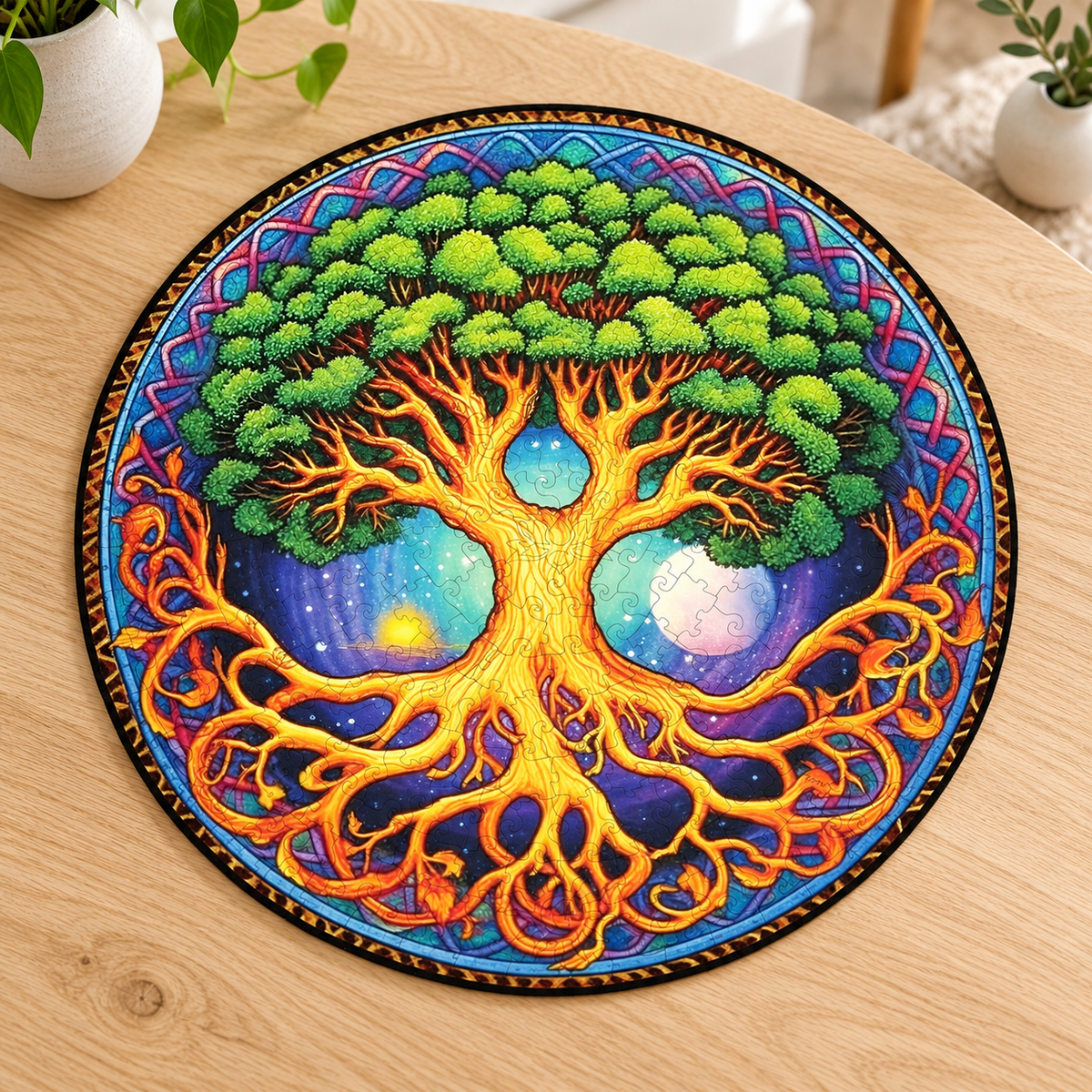 Golden Roots Celestial Tree Wooden Jigsaw Puzzle