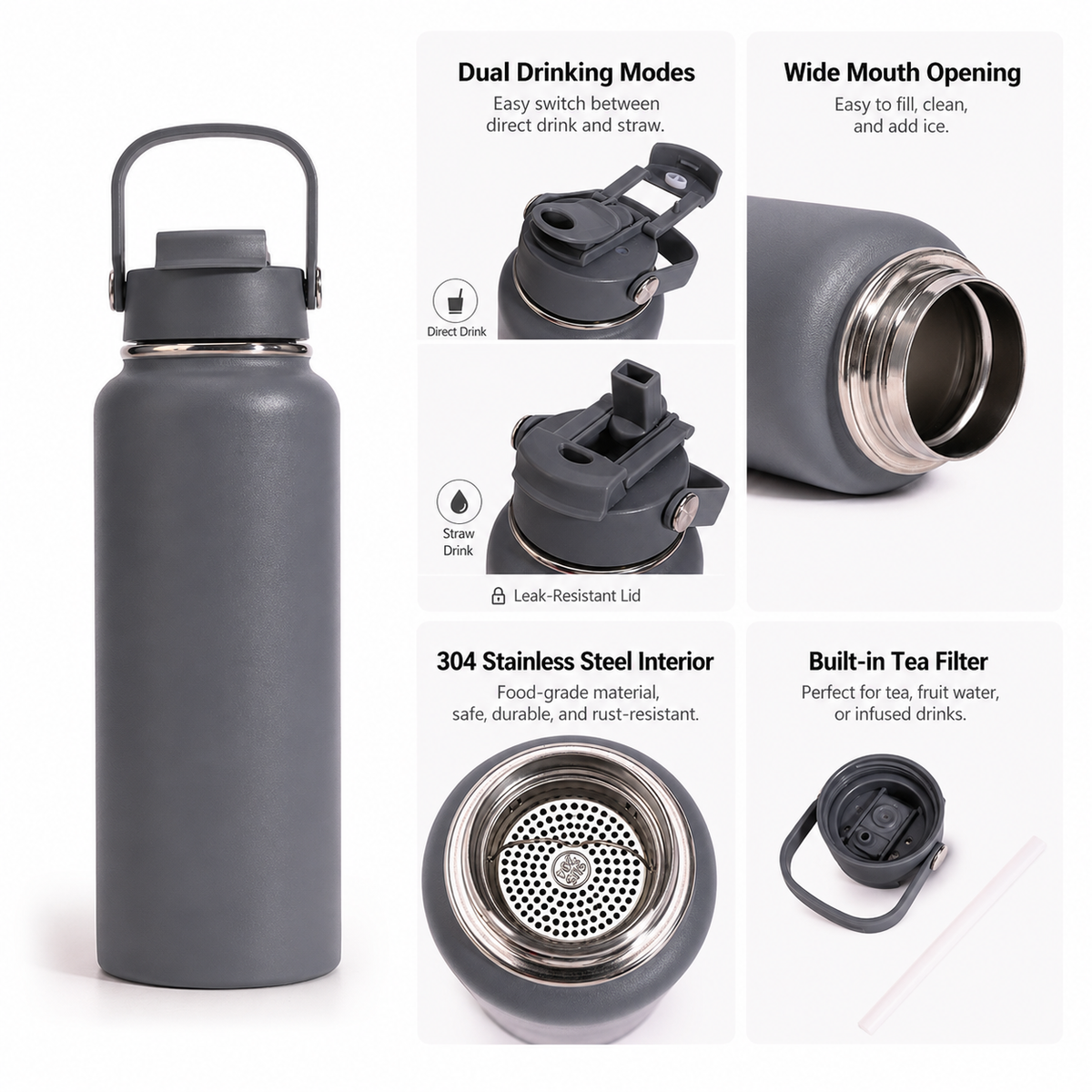 Custom Stainless Steel Sports Water Bottle 1000ml