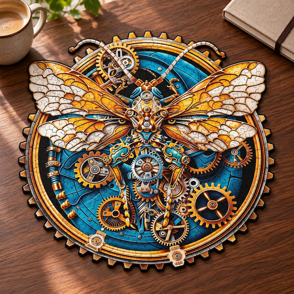 Golden Clockwork Butterfly Wooden Jigsaw Puzzle