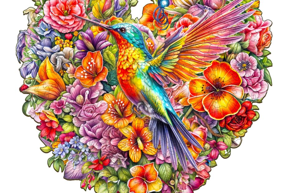 Puinen palapeli – kolibri ja kukka 66d2864fe1810