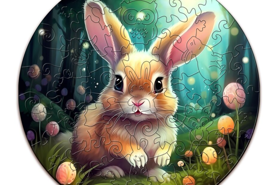 Lasten puinen palapeli-Cute Bunny-pupu 66eb46e6be239