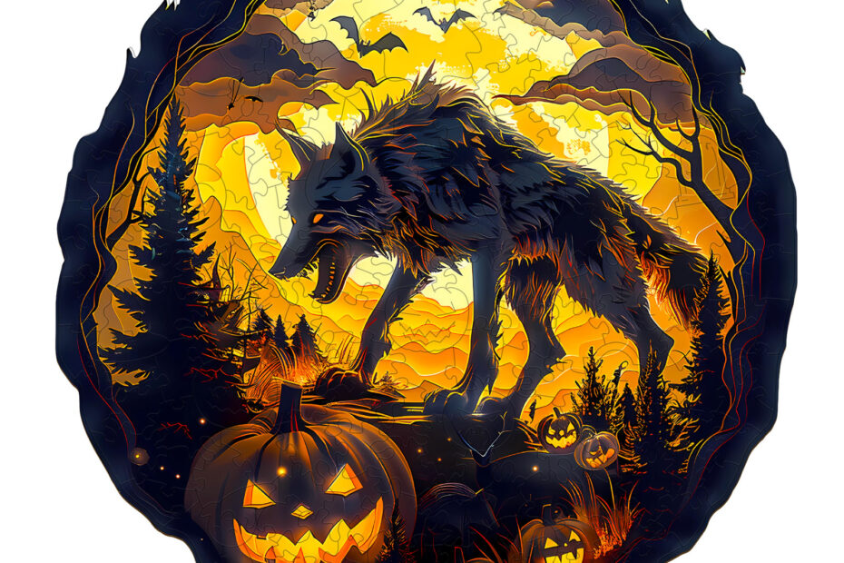 Puinen palapeli-3D Halloween Wolf 66e82289d509a