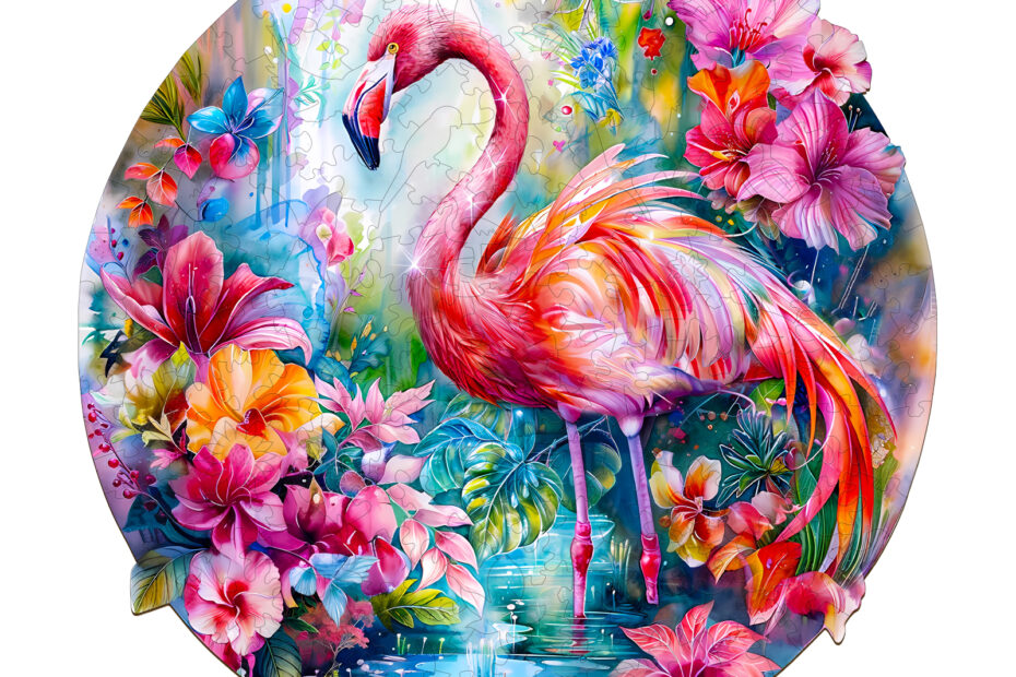 Puinen palapeli – viehättävä flamingo 66daa3f24bcf1