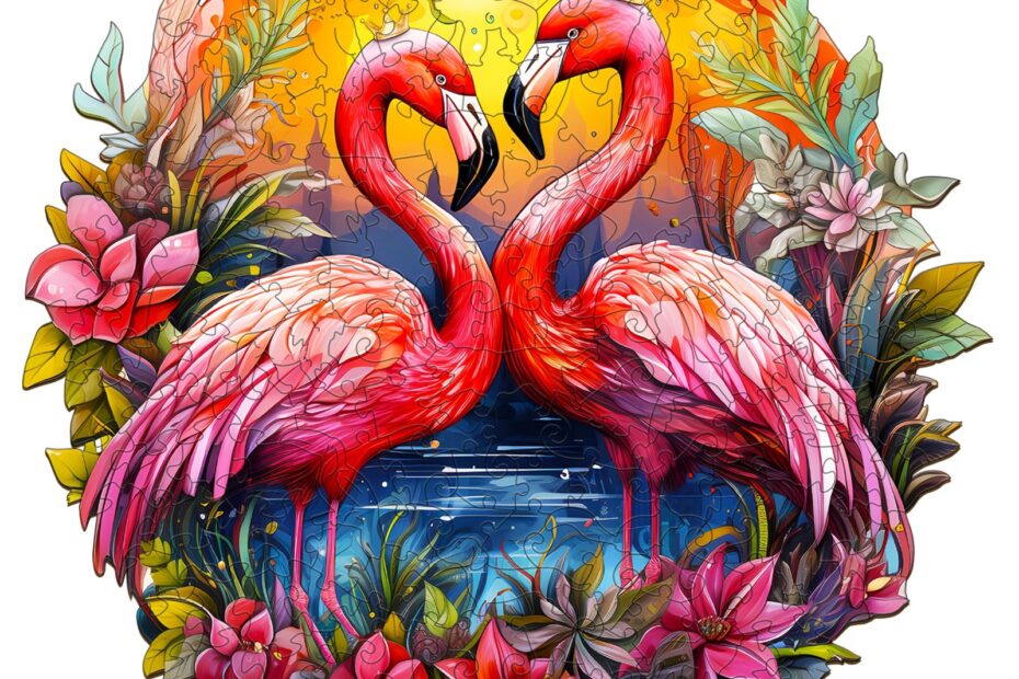 Puinen palapeli-kruunattu flamingo 66e4447dde505