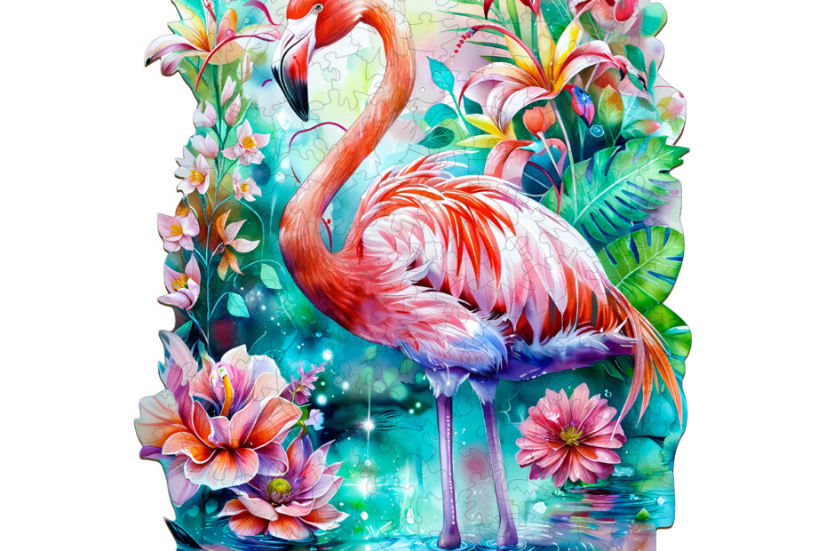 Puinen palapeli – tyylikäs flamingo 66d4a9415662f