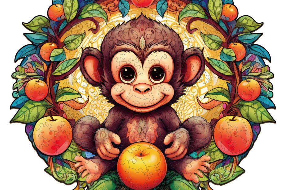 Puinen palapeli-Happy Monkey (Onnellinen apina) 66eb9975cab44