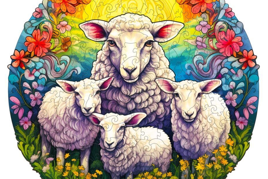 Puinen palapeli-MANDALA SHEEP – lampaat 66d6c11be432f