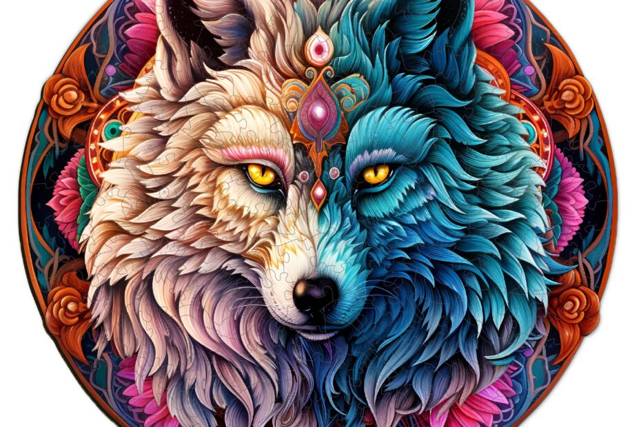 Puinen palapeli-MANDALA YIN YANG WOLF -ANDALA YIN YANG WOLF 66e1f8d67633f
