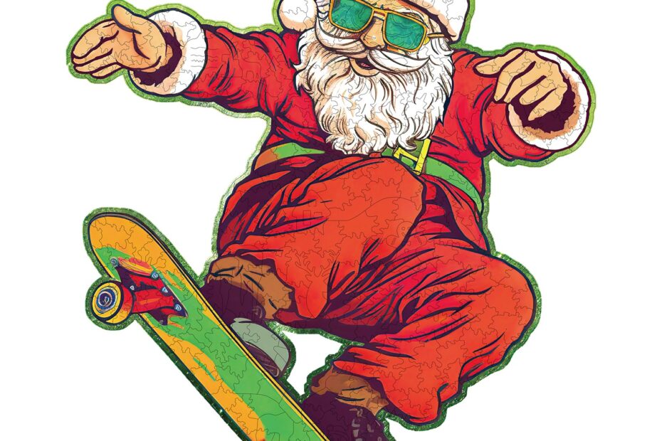Puinen palapeli-Skateboarding Santa Claus Joulupukki 66df799f9a8e9