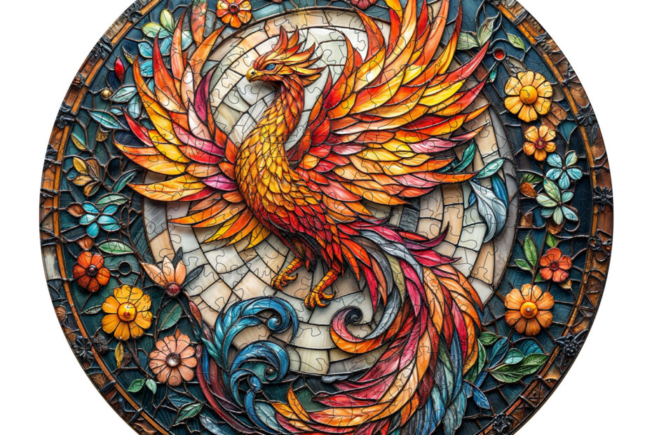Puinen palapeli-Phoenix-lasimaalaus 66e30f3b57fc2