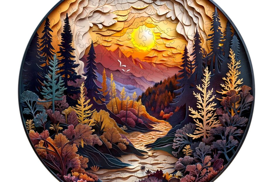Puinen palapeli-3D Sunset Forest 66e5d6dc13531